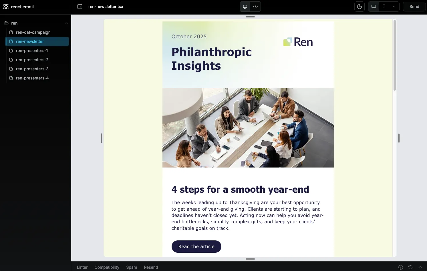 React email interface